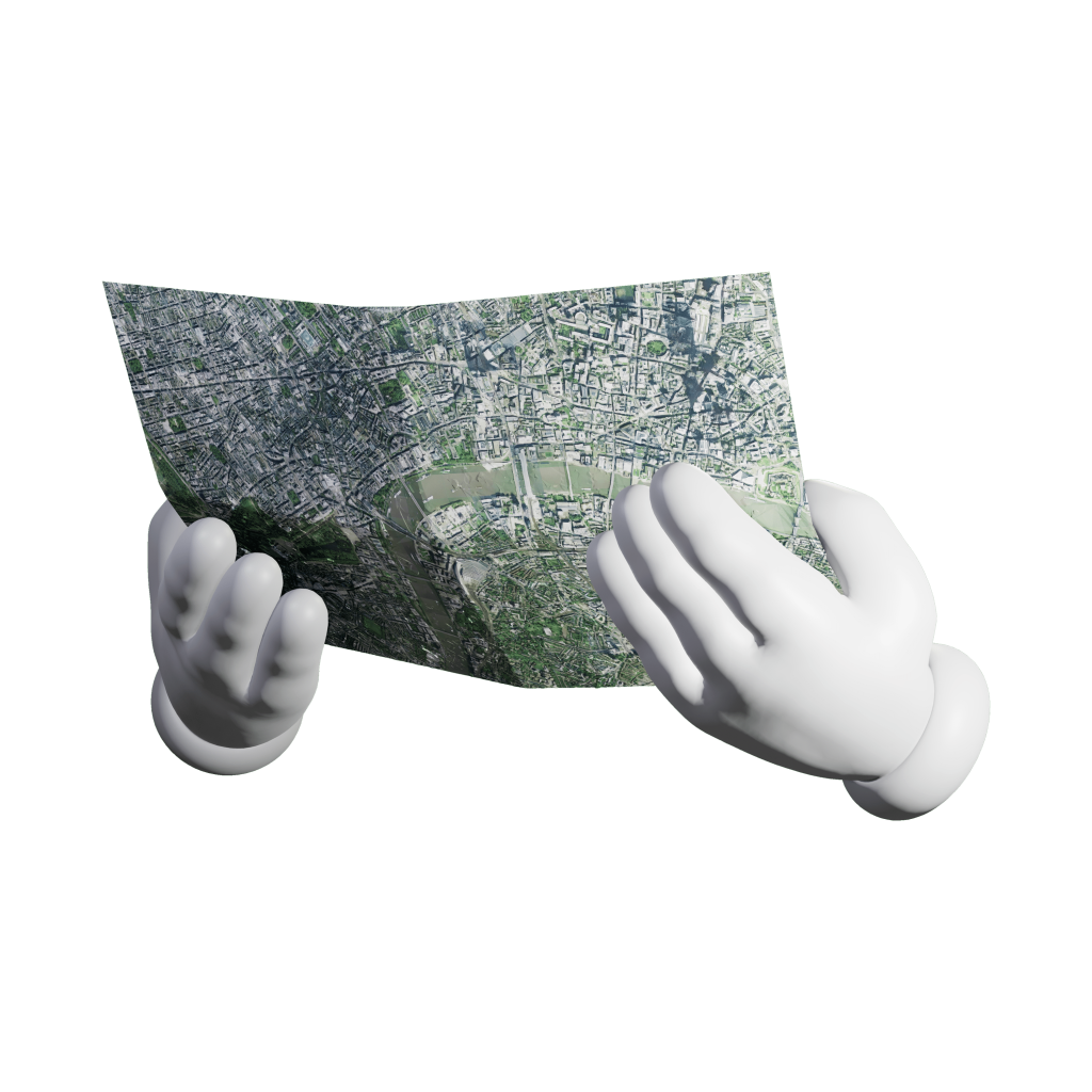 Hands holding up a map of London.