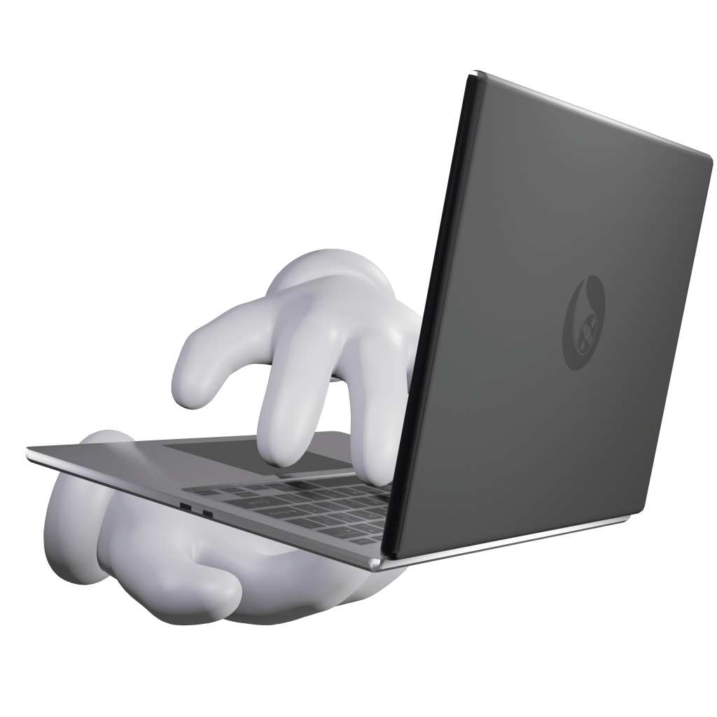Hands typing on a laptop.
