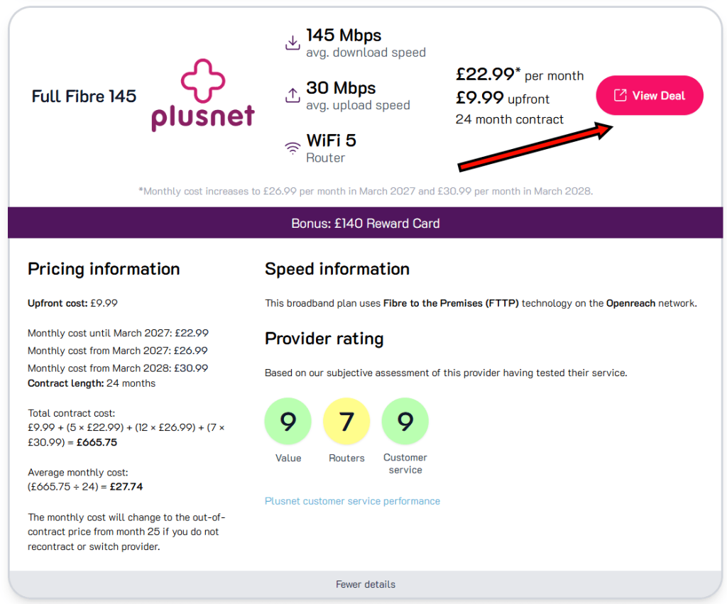 View deal button on a deal on CompareBroadband.com.
